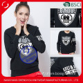 Custom 100 polyester printed pullover crewneck sweatshirt for women